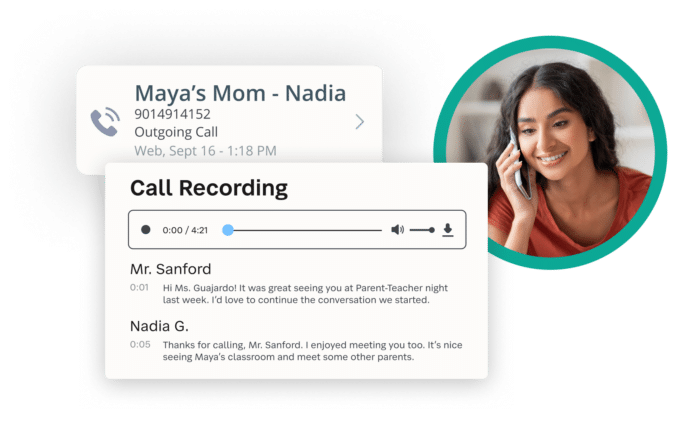 Call recording feature available in SchoolStatus software.