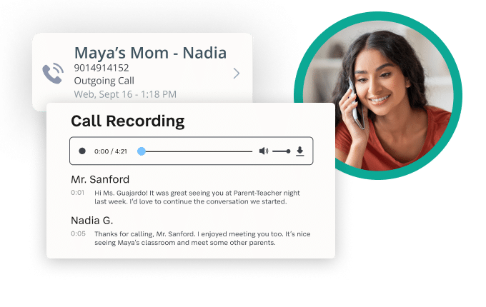 Call recording feature available in SchoolStatus software.