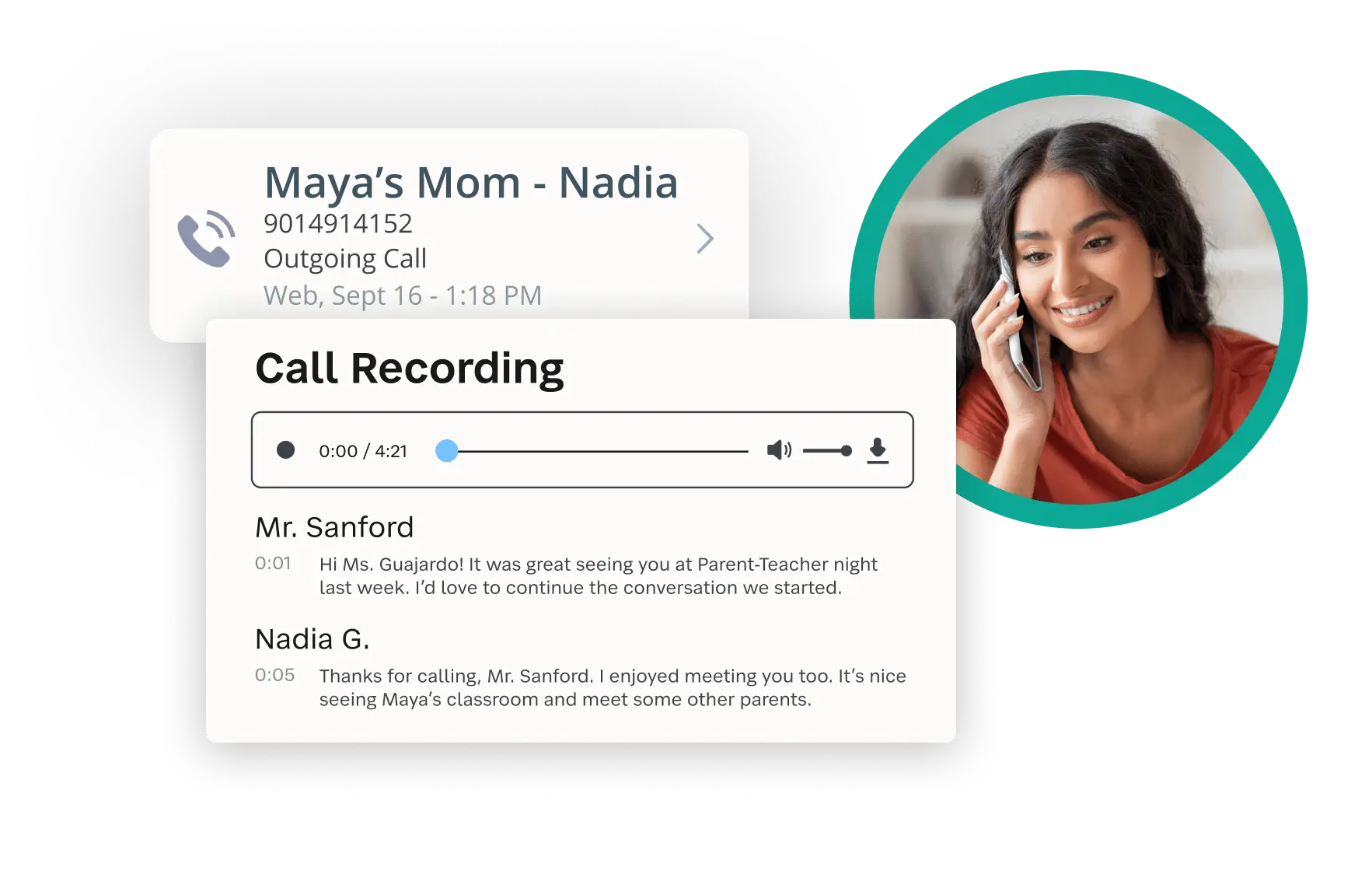 Call recording feature available in SchoolStatus software.