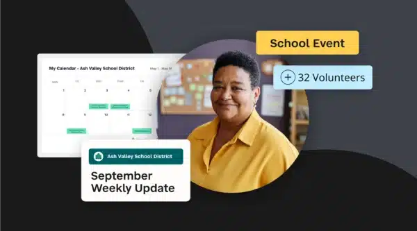 School leader with school calendar and family volunteers for better engagement