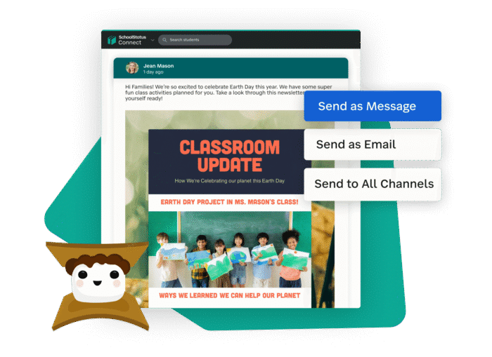 School notifications received through SchoolStatus software with Smore newsletter.