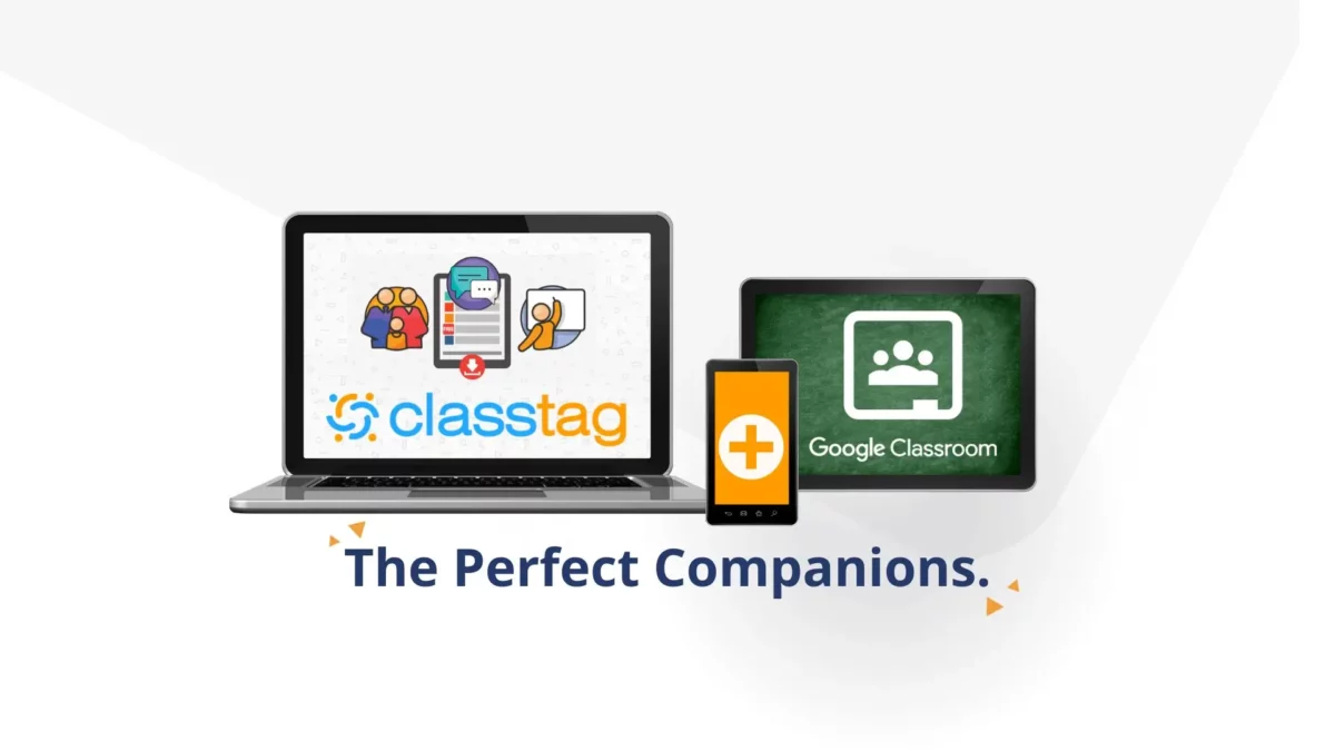 Copy-of-FacebBanner Graphic. Comparison between Classtag and Google Classroom.