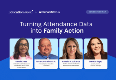 EdWeek Webinar with speaker photos: Ricardo Salinas Jr., Sarai Kress, Amelia Azpitarte, and Dr. Brenda Tapp.