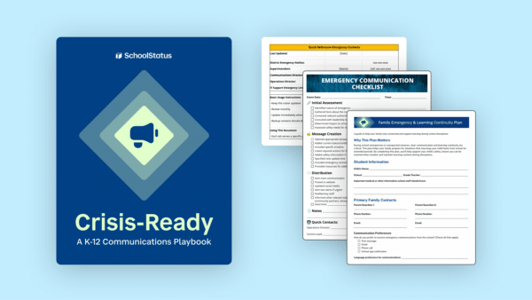 Playbook cover image and examples of downloadable resources for crisis communications