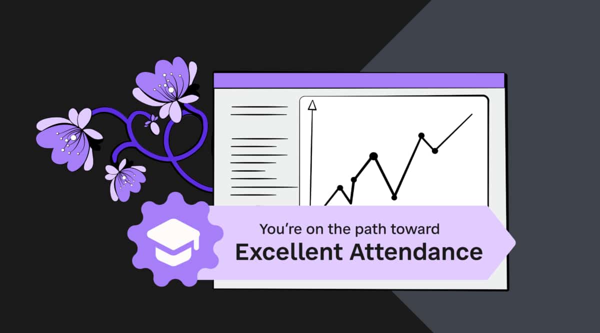 Hero – How an AMS Mitigates Lost Learning Graphic of a purple flower and purple webpage.