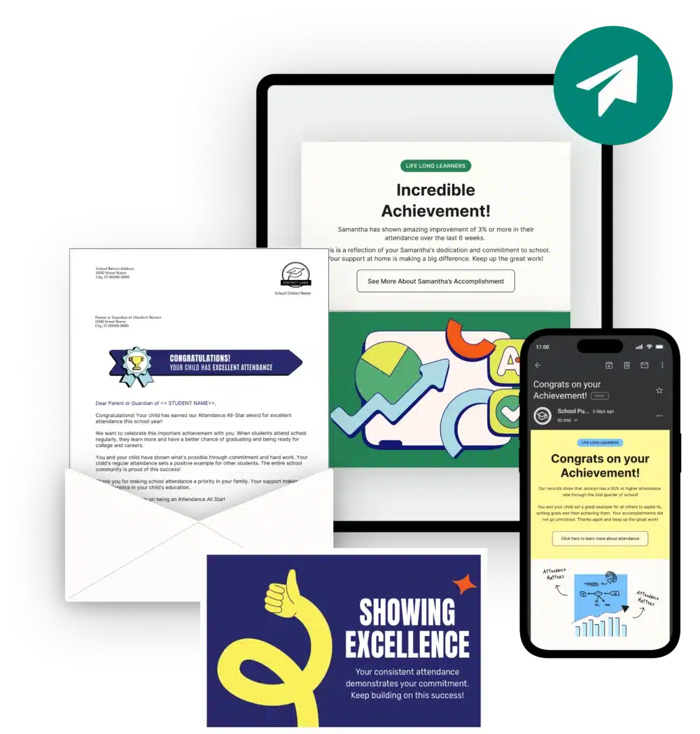Examples for SchoolStatus Attend and Connect outreach.