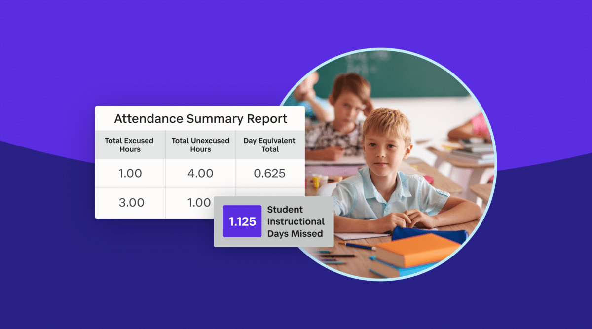 Young students in classroom with a SchoolStatus 