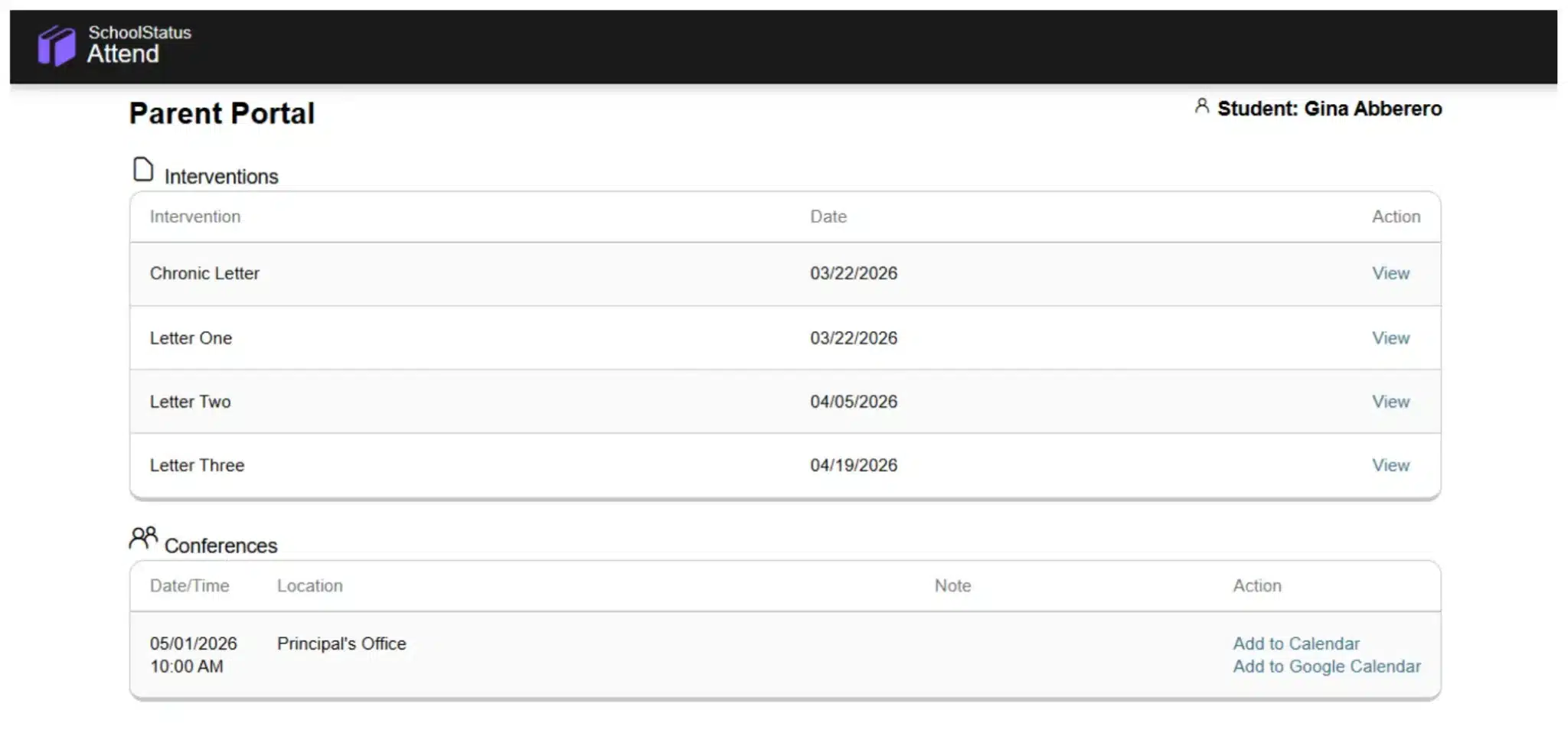 Redesigned Parent Portal for SchoolStatus Attend