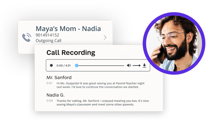 Call recording feature available in SchoolStatus software.