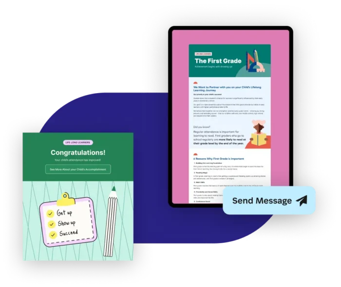Two emails showing Positive Notes sent through SchoolStatus Attend
