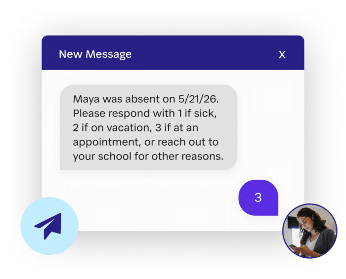 Example message from school to home.