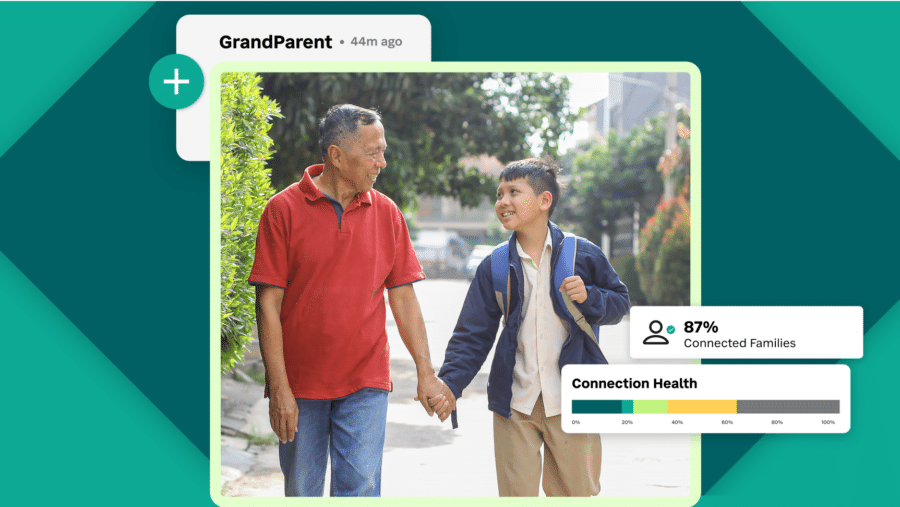 Case study with a photo of a grandfather with his grandson.