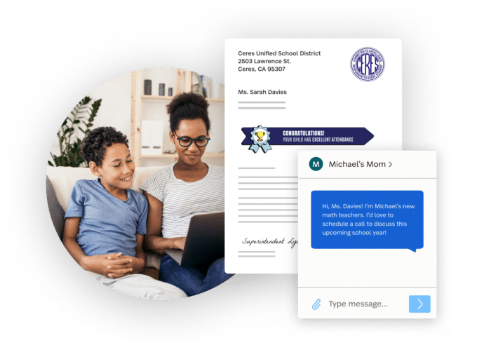 student and mom read school message