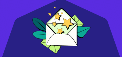 Graphic of an envelope with stars.
