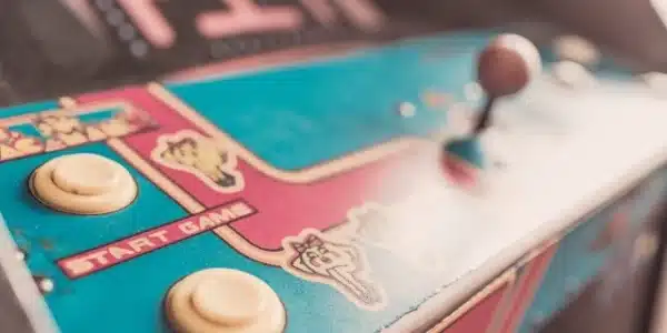 Buttons on an arcade game.