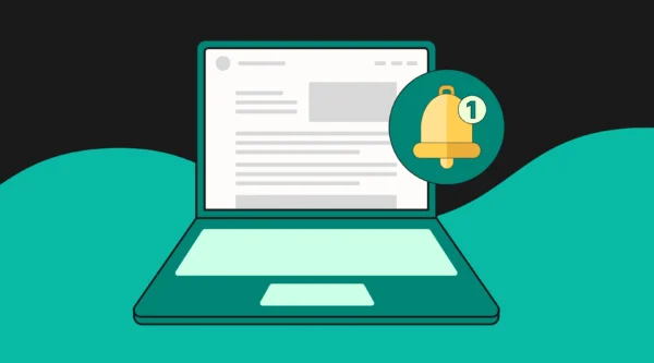 Laptop with email and bell alert design