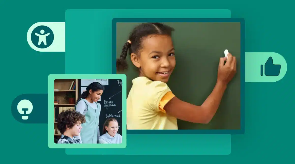 Young girl writing with chalk on a blackboard. Text saying Top 10 All-Time Best Practices for Student-Led Conferences.
