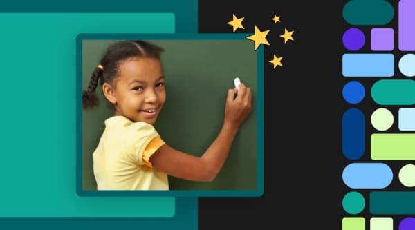 student-led-conferences-blog-hero-image Young girl writing with chalk on a blackboard. Text saying Top 10 All-Time Best Practices for Student-Led Conferences.