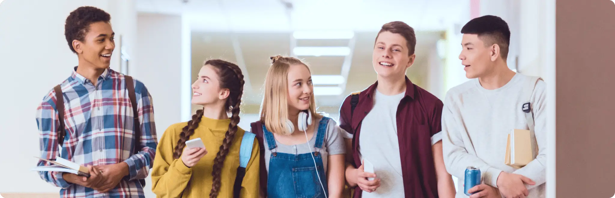 students walking in hall