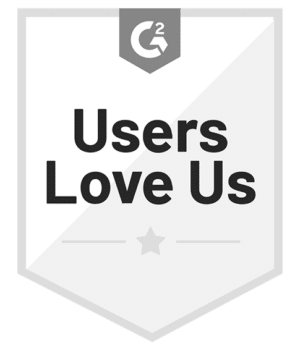 G2 badge that reads users love us